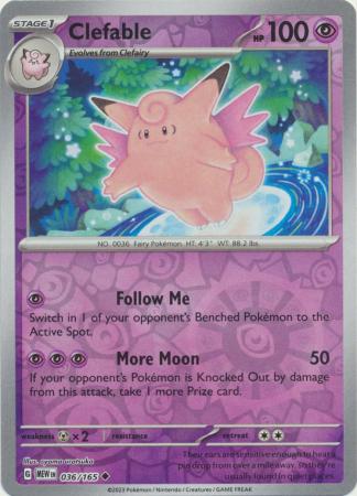 151 - 036/165 - Clefable - Reverse Holo