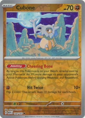 151 - 104/165 - Cubone - Reverse Holo