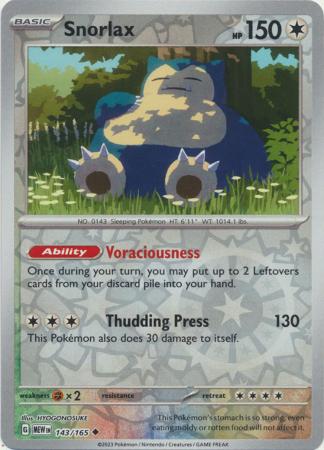 151 - 143/165 - Snorlax - Reverse Holo