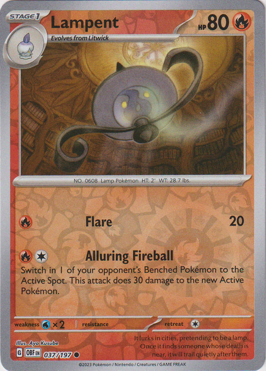 Obsidian Flames - 037/197 - Lampent - Reverse Holo