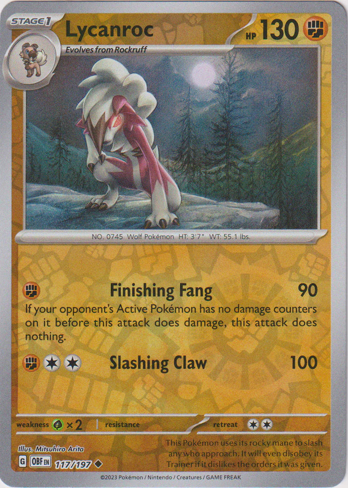 Obsidian Flames 117/197 Lycanroc Reverse Holo Poké Center
