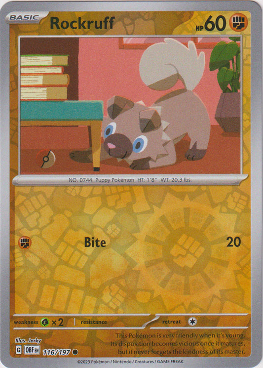 Obsidian Flames - 116/197 - Rockruff - Reverse Holo