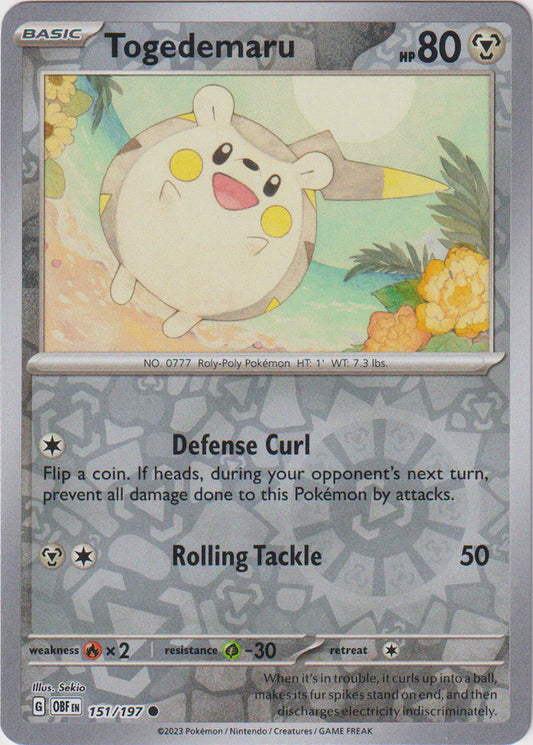 Obsidian Flames - 151/197 - Togedemaru - Reverse Holo