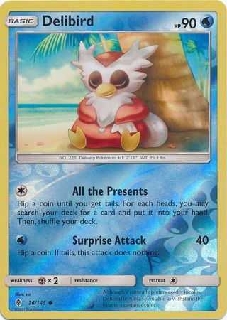 Guardians Rising - 026/145 - Delibird - Reverse Holo