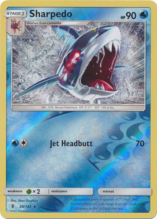 Guardians Rising - 028/145 - Sharpedo - Reverse Holo