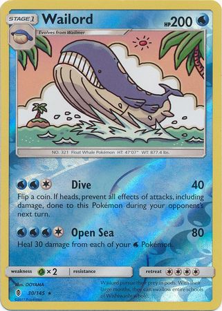 Guardians Rising - 030/145 - Wailord - Reverse Holo