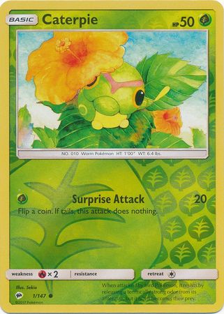 Burning Shadows - 001/147 - Caterpie - Reverse Holo