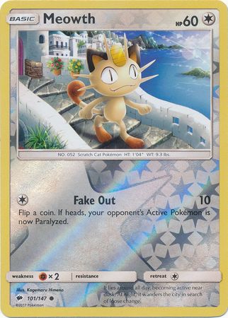 Burning Shadows - 101/147 - Meowth - Reverse Holo