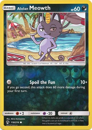 Lost Thunder - 118/214 - Alolan Meowth - Reverse Holo