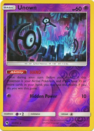 Lost Thunder - 091/214 - Unown - Reverse Holo