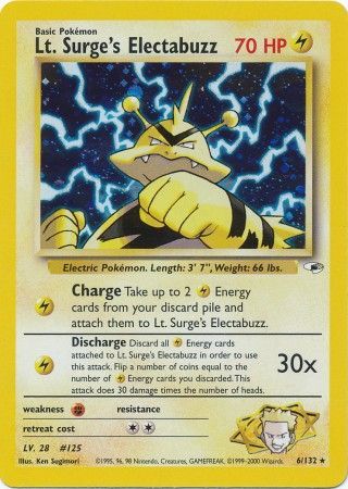 Gym Heroes - 006/132 - Lt. Surge's Electabuzz - Holo