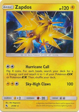 Hidden Fates - 024/068 - Zapdos - Holo