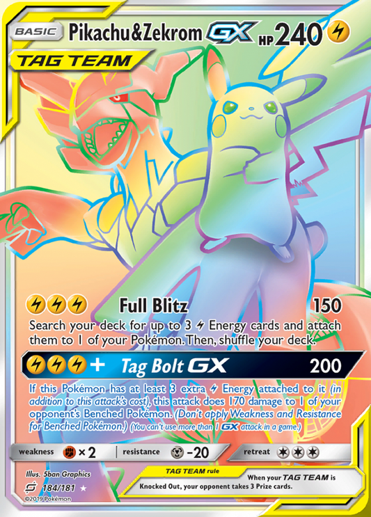 Team Up - 184/181 - Pikachu & Zekrom GX (Tag Team)