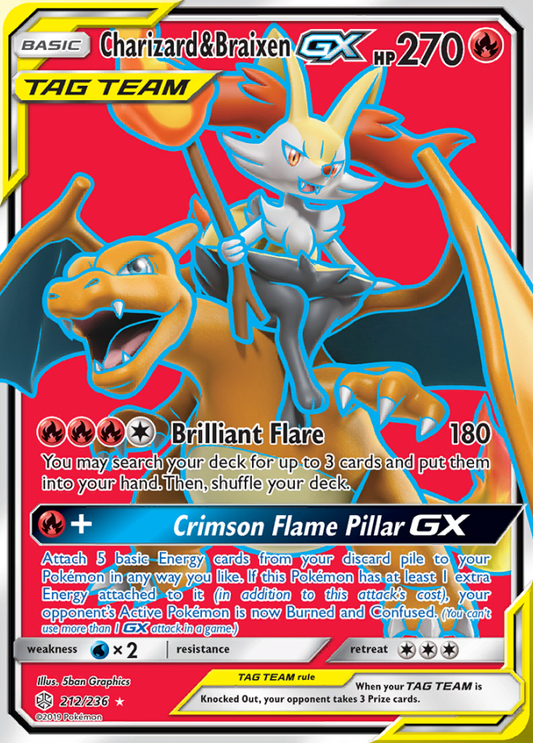 Cosmic Eclipse - 212/236 - Charizard & Braixen GX (Tag Team)