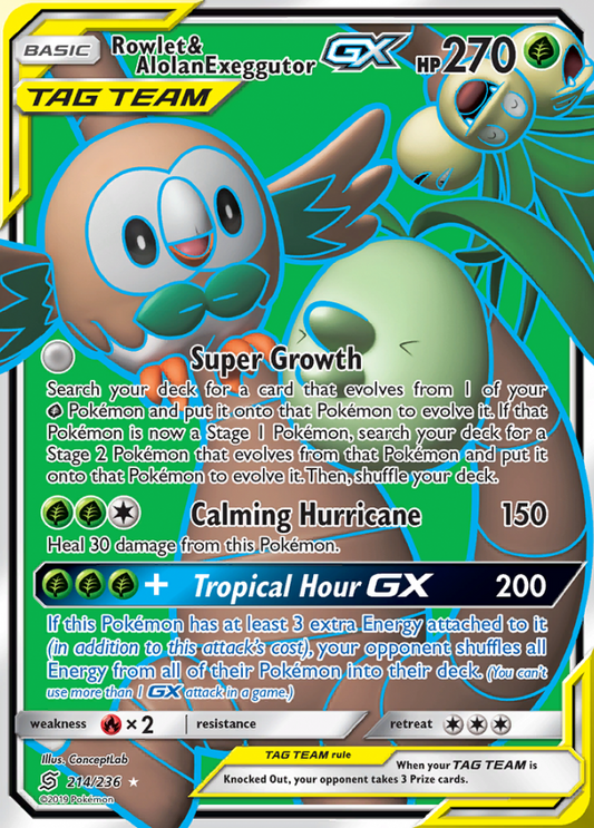 Unified Minds - 214/236 - Rowlet & Alolan Exeggutor GX (Tag Team)