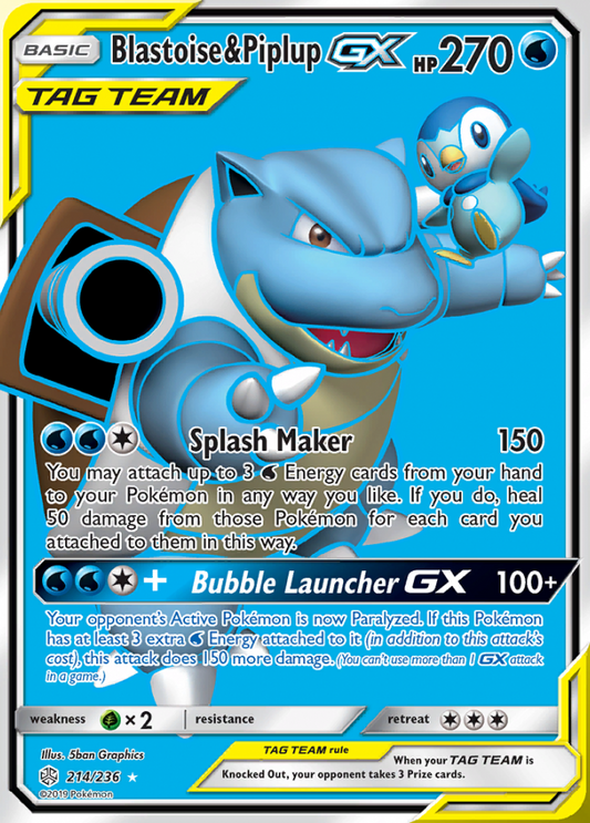 Cosmic Eclipse - 214/236 - Blastoise & Piplup GX (Tag Team)