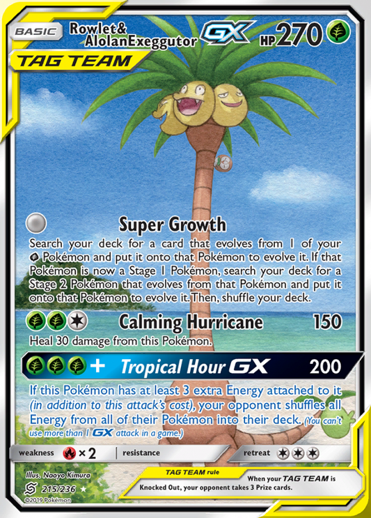 Unified Minds - 215/236 - Rowlet & Alolan Exeggutor GX (Tag Team)