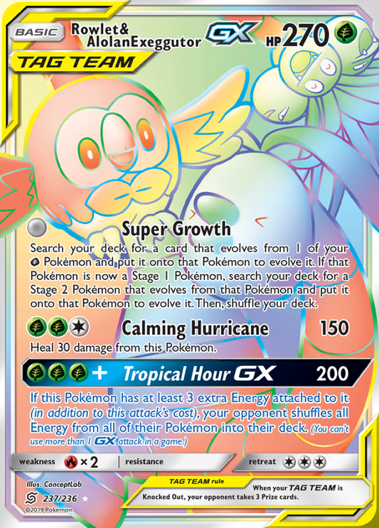 Unified Minds - 237/236 - Rowlet & Alolan Exeggutor GX (Tag Team)