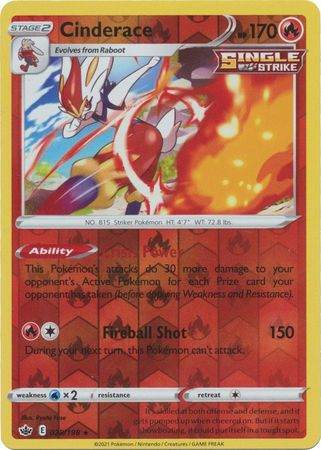 Chilling Reign - 028/198 - Cinderace - Reverse Holo